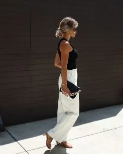 EMOR-001 Marsha Cotton Wide Leg Pants - White -clothes Sales IMG 93302