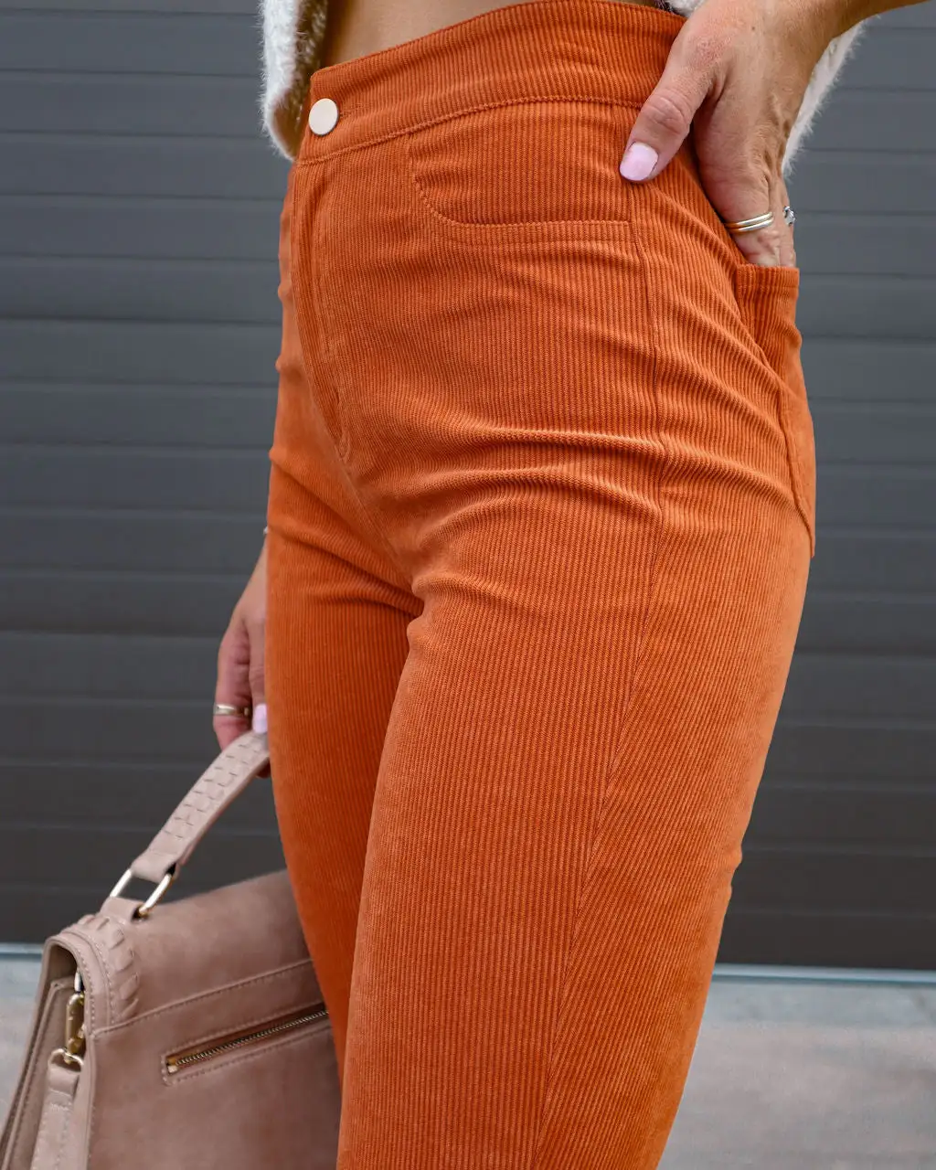 SALT-001 Gwen Corduroy Pocketed Flare Pants - Rust - FINAL SALE 4 SALT-001 Gwen Corduroy Pocketed Flare Pants - Rust - FINAL SALE - Image 4