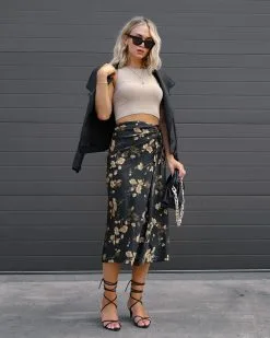 BLU-001 Golden Kind Satin Floral Ruched Midi Skirt - FINAL SALE 14 BLU-001 Golden Kind Satin Floral Ruched Midi Skirt - FINAL SALE -clothes Sales IMG 9854 a93f2177 f6e0 4f13 8477 176780790a64