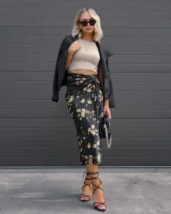 BLU-001 Golden Kind Satin Floral Ruched Midi Skirt - FINAL SALE 10 BLU-001 Golden Kind Satin Floral Ruched Midi Skirt - FINAL SALE -clothes Sales IMG 9864 755ddc59 4c0c 4243 b540 39928a132c76