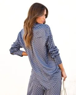 Imelda Satin Print Button Down Top - FINAL SALE -clothes Sales ImeldaSatinPrint TwoPiece8