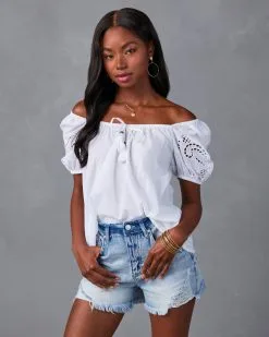 Start A Romance Eyelet Tassel Top - White 13 Start A Romance Eyelet Tassel Top - White -clothes Sales JJ1689T BLACK8043