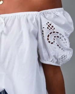 Start A Romance Eyelet Tassel Top - White 9 Start A Romance Eyelet Tassel Top - White -clothes Sales JJ1689T BLACK8132