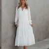 Jaylan Tiered Crochet Lace Midi Dress - Off White - FINAL SALE