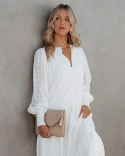 Jaylan Tiered Crochet Lace Midi Dress - Off White - FINAL SALE -clothes Sales JaylanTieredCrochetLaceMidiDressOffWhite82