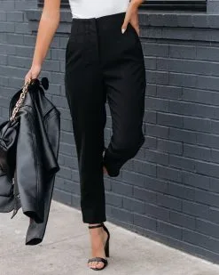 DO+B-001 Jazlyn Pocketed High Rise Trousers - Black - FINAL SALE -clothes Sales JazlynPocketedHighRiseTrousersBlack129
