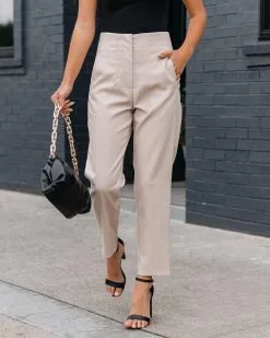 DO+B-001 Jazlyn Pocketed High Rise Trousers - Light Taupe - FINAL SALE 21 DO+B-001 Jazlyn Pocketed High Rise Trousers - Light Taupe - FINAL SALE -clothes Sales JazlynPocketedHighRiseTrousersLightTaupe158