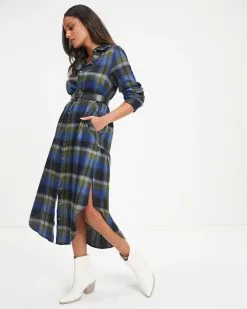 Jonathan Pocketed Plaid Button Down Midi Dress - FINAL SALE -clothes Sales Jonathan Pocketed Plaid Button Down Midi Dress 0004
