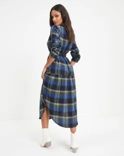 Jonathan Pocketed Plaid Button Down Midi Dress - FINAL SALE -clothes Sales Jonathan Pocketed Plaid Button Down Midi Dress 0049