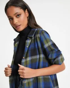 Jonathan Pocketed Plaid Button Down Midi Dress - FINAL SALE -clothes Sales Jonathan Pocketed Plaid Button Down Midi Dress 0098
