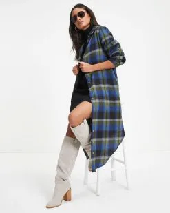 Jonathan Pocketed Plaid Button Down Midi Dress - FINAL SALE -clothes Sales Jonathan Pocketed Plaid Button Down Midi Dress 0160
