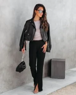 SHE -001 Jones Split Hem Pants - Black - FINAL SALE -clothes Sales JonesSplitHemPantsBlack108