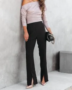 SHE -001 Jones Split Hem Pants - Black - FINAL SALE