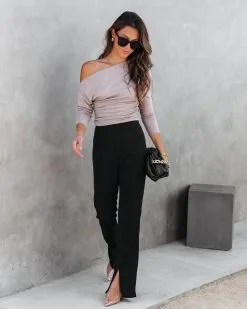 SHE -001 Jones Split Hem Pants - Black - FINAL SALE -clothes Sales JonesSplitHemPantsBlack42