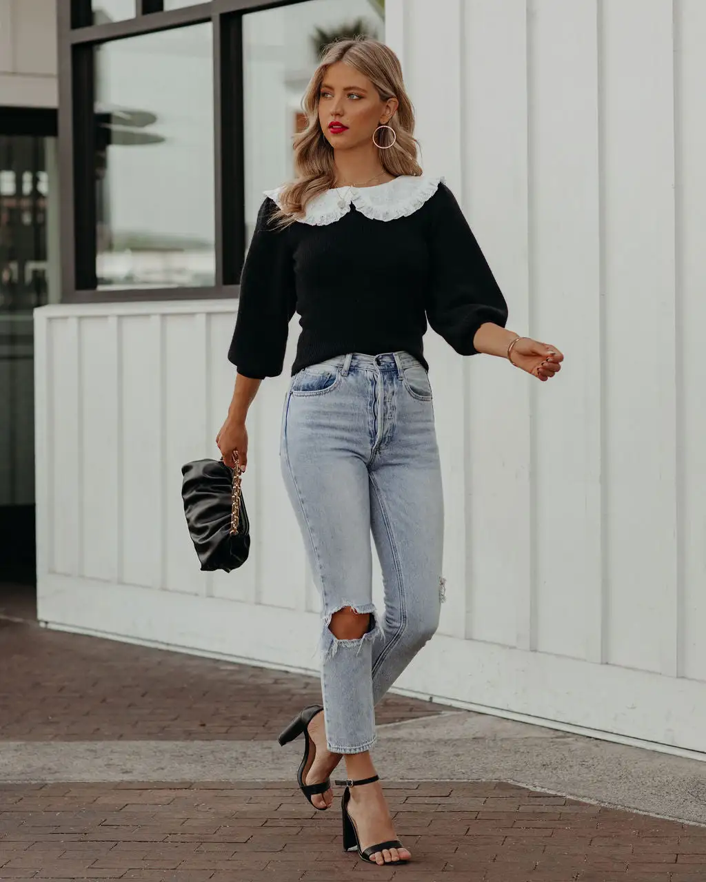 Jules Eyelet Collar Knit Sweater - FINAL SALE 3 Jules Eyelet Collar Knit Sweater - FINAL SALE - Image 3