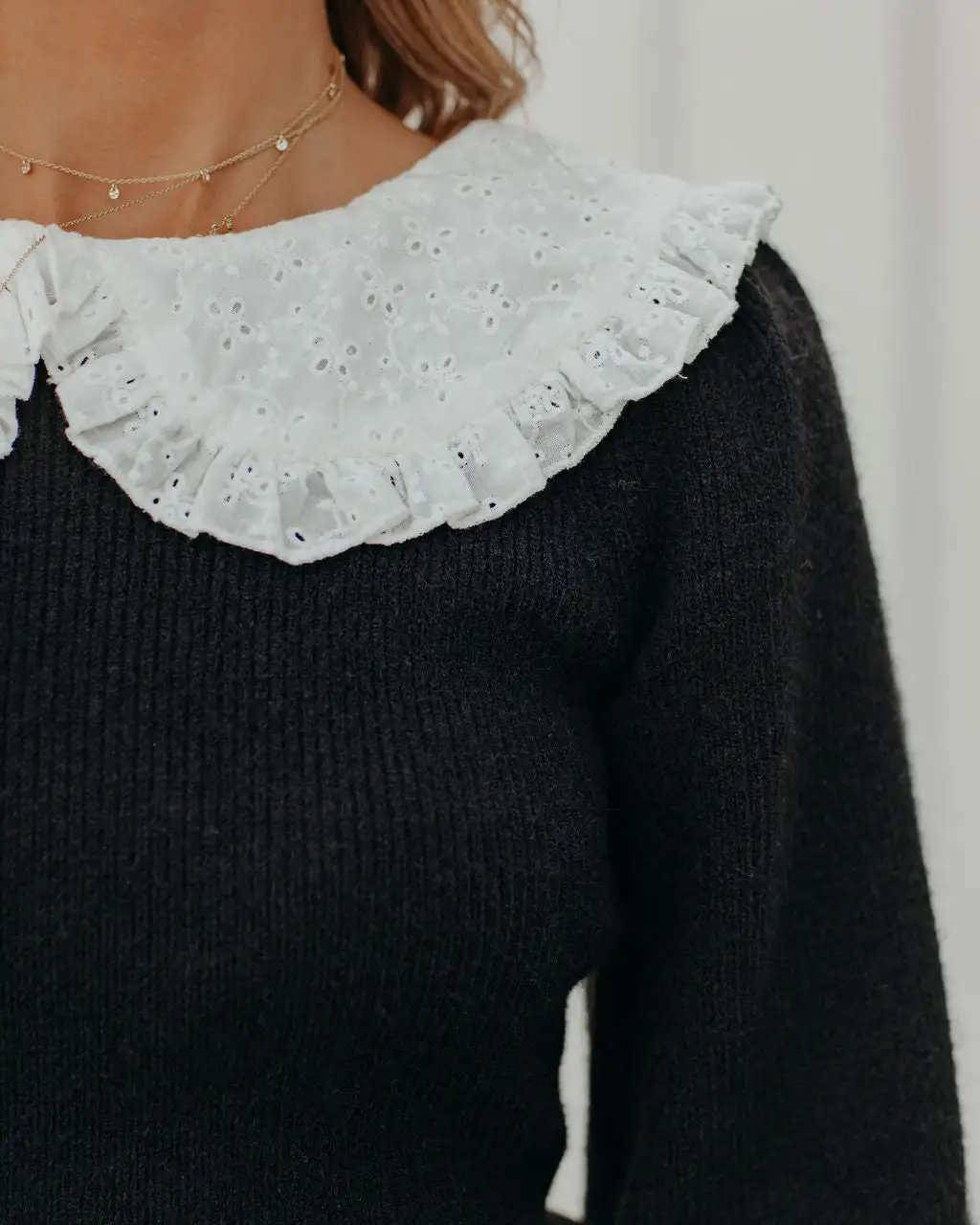 Jules Eyelet Collar Knit Sweater - FINAL SALE 4 Jules Eyelet Collar Knit Sweater - FINAL SALE - Image 4
