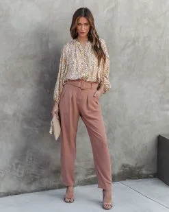 Just Business High Rise Belted Pants - Camel - SALE -clothes Sales JustBusinessHighRiseBeltedPants Camel1
