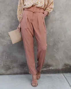 Just Business High Rise Belted Pants - Camel - SALE -clothes Sales JustBusinessHighRiseBeltedPants Camel42