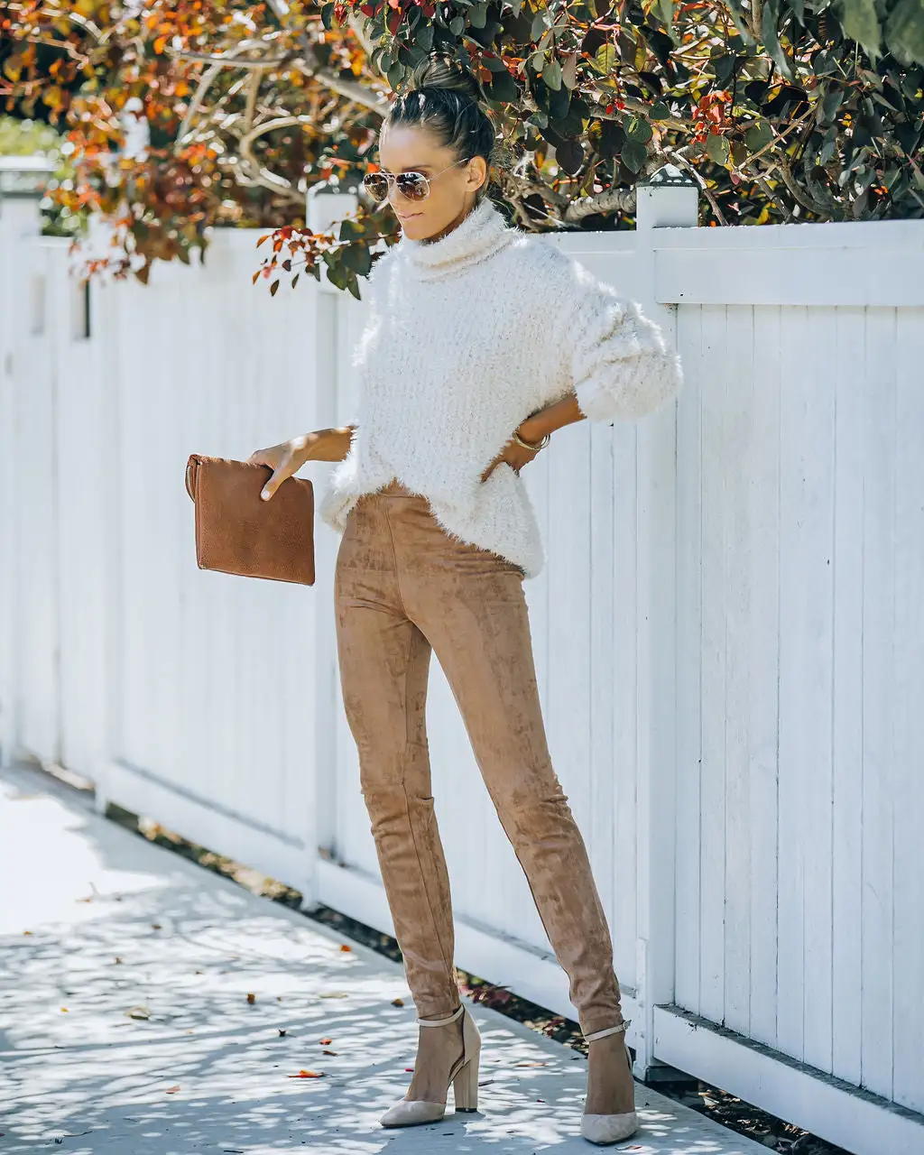 Hudson High Rise Faux Suede Legging - Taupe - FINAL SALE 3 Hudson High Rise Faux Suede Legging - Taupe - FINAL SALE - Image 3