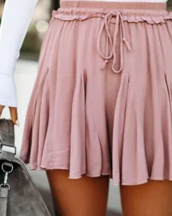 WISH-001 Kadir Ruffle Mini Skort - Dark Mauve - FINAL SALE -clothes Sales KadirRuffleMiniSkortDarkMauve217