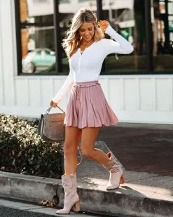 WISH-001 Kadir Ruffle Mini Skort - Dark Mauve - FINAL SALE -clothes Sales KadirRuffleMiniSkortDarkMauve303