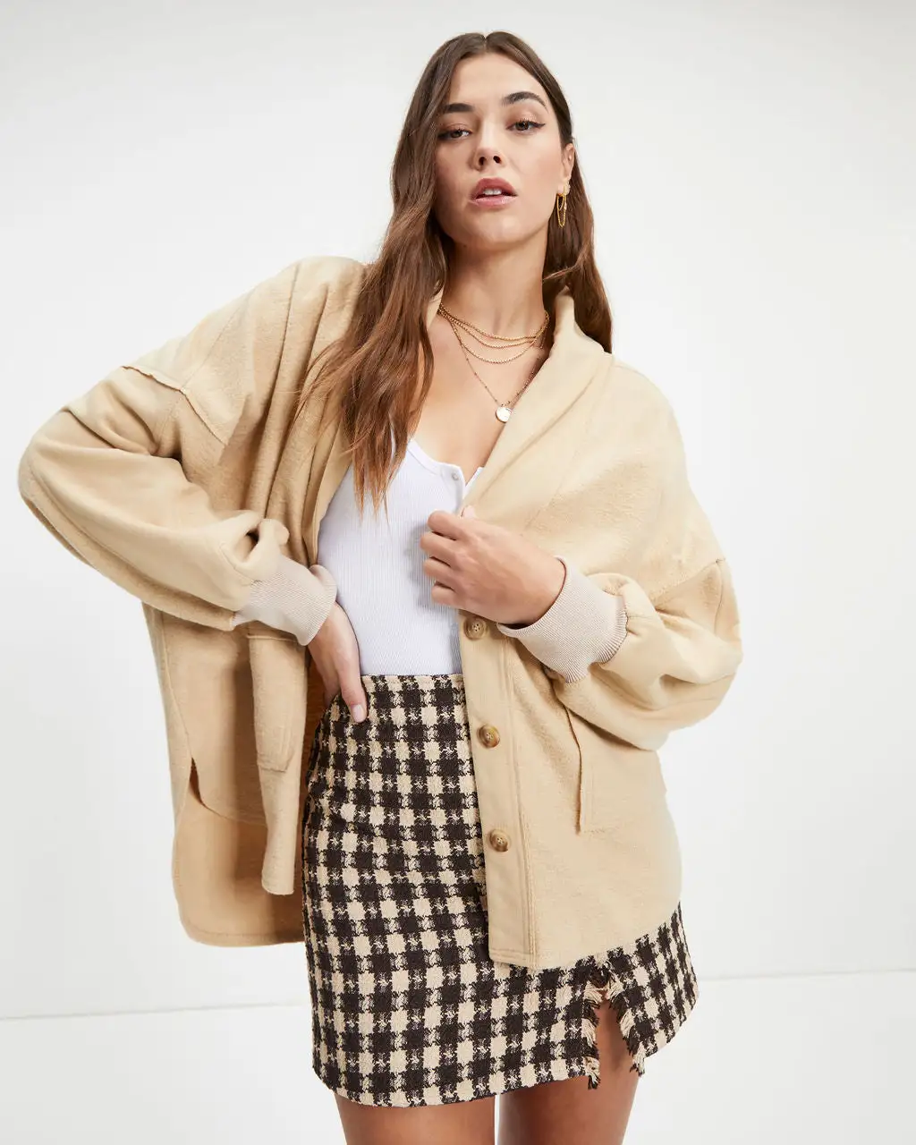 Kaleb Pocketed Contrast Knit Cardigan - Tan - FINAL SALE 3 Kaleb Pocketed Contrast Knit Cardigan - Tan - FINAL SALE - Image 3