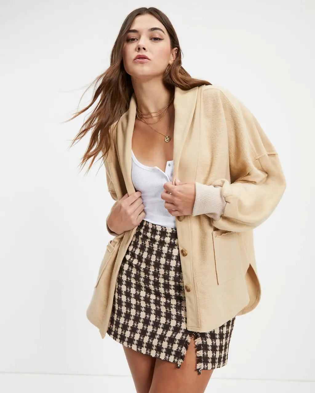 Kaleb Pocketed Contrast Knit Cardigan - Tan - FINAL SALE 6 Kaleb Pocketed Contrast Knit Cardigan - Tan - FINAL SALE - Image 6