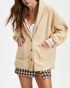 Kaleb Pocketed Contrast Knit Cardigan - Tan - FINAL SALE