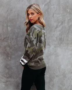 Kalista Cotton Boat Neck Camo Sweater - Olive - FINAL SALE 19 Kalista Cotton Boat Neck Camo Sweater - Olive - FINAL SALE -clothes Sales KalistaCottonBoatNeckCamoSweaterOlive56
