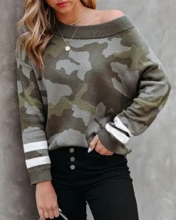 Kalista Cotton Boat Neck Camo Sweater - Olive - FINAL SALE 16 Kalista Cotton Boat Neck Camo Sweater - Olive - FINAL SALE -clothes Sales KalistaCottonBoatNeckCamoSweaterOlive70