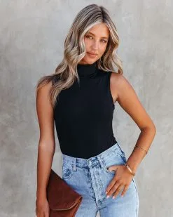 TCEC-001 Kenzi Seamless Turtleneck Bodysuit - Black - FINAL SALE -clothes Sales KenziSeamlessTurtleneckBodysuitBlack72