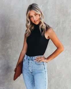 TCEC-001 Kenzi Seamless Turtleneck Bodysuit - Black - FINAL SALE -clothes Sales KenziSeamlessTurtleneckBodysuitBlack77