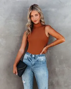 TCEC-001 Kenzi Seamless Turtleneck Bodysuit - Camel - FINAL SALE