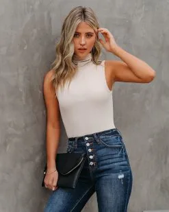 TCEC-001 Kenzi Seamless Turtleneck Bodysuit - Cream - FINAL SALE -clothes Sales KenziSeamlessTurtleneckBodysuitCream101