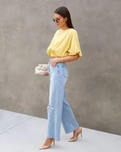 Kerry Smocked Short Sleeve Top - Dusty Mustard -clothes Sales Kerrysmockedshortsleevetopdustymustard169900191