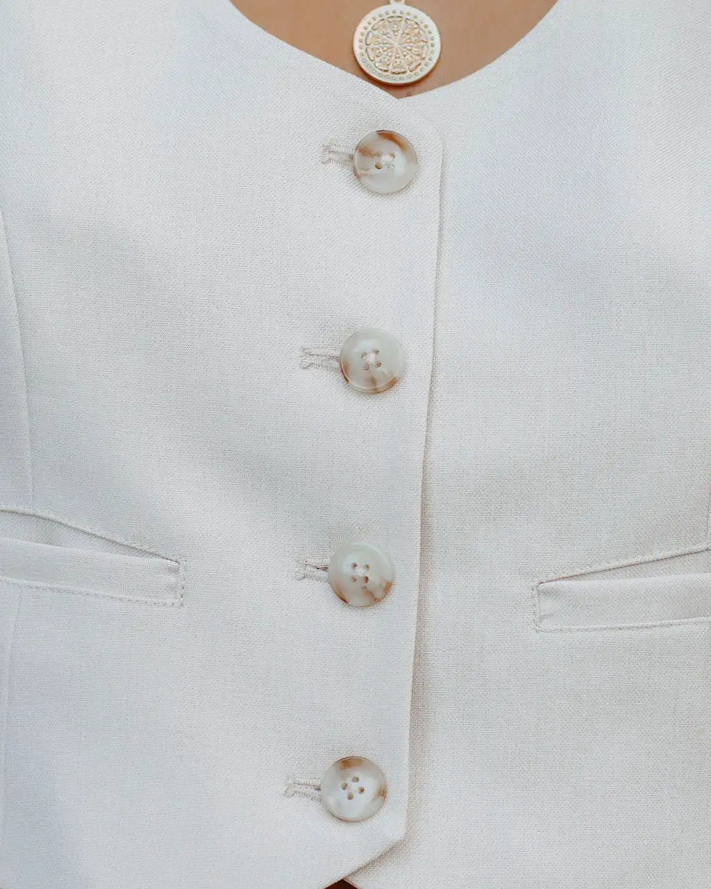 MOD -001 Khloe Pocketed Cropped Vest - Natural - LAST CHANCE 5 MOD -001 Khloe Pocketed Cropped Vest - Natural - LAST CHANCE - Image 5