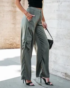 PROM-001 Never Impossible Satin Cargo Pants - Olive 11 PROM-001 Never Impossible Satin Cargo Pants - Olive -clothes Sales KoriribbedknittankblackandNeverimpossiblesatincargopantsolive96