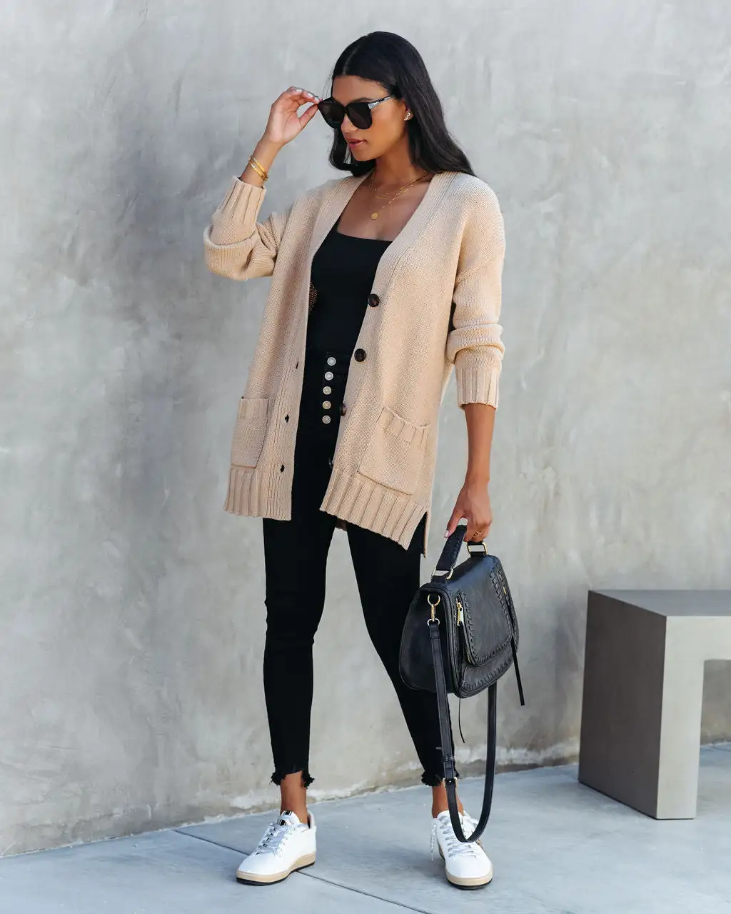 Kristen Knit Pocketed Cardigan - Camel - FINAL SALE 3 Kristen Knit Pocketed Cardigan - Camel - FINAL SALE - Image 3