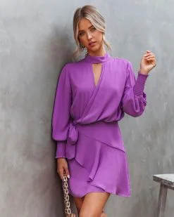 DO+B-001 Lindy Drape Keyhole Dress - Orchid - FINAL SALE -clothes Sales LINDYDRAPEKEYHOLEDRESSORCHID 11