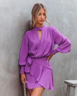 DO+B-001 Lindy Drape Keyhole Dress - Orchid - FINAL SALE -clothes Sales LINDYDRAPEKEYHOLEDRESSORCHID 12