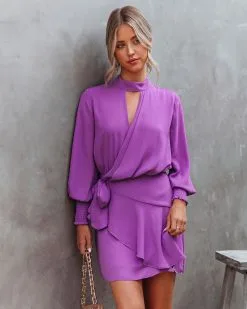 DO+B-001 Lindy Drape Keyhole Dress - Orchid - FINAL SALE -clothes Sales LINDYDRAPEKEYHOLEDRESSORCHID 13