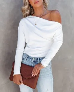 PROM-001 Larissa Ribbed Off The Shoulder Bodysuit - White - FINAL SALE 11 PROM-001 Larissa Ribbed Off The Shoulder Bodysuit - White - FINAL SALE -clothes Sales LarissaRibbedOffTheShoulderBodysuitWhite57