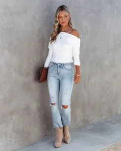 PROM-001 Larissa Ribbed Off The Shoulder Bodysuit - White - FINAL SALE 8 PROM-001 Larissa Ribbed Off The Shoulder Bodysuit - White - FINAL SALE -clothes Sales LarissaRibbedOffTheShoulderBodysuitWhite8