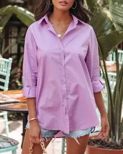La Brisa Button Up Cotton Top - Lilac - LAST CHANCE 14 La Brisa Button Up Cotton Top - Lilac - LAST CHANCE -clothes Sales LasBrisaButtonUpCottonTopLilac56