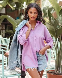 La Brisa Button Up Cotton Top - Lilac - LAST CHANCE 11 La Brisa Button Up Cotton Top - Lilac - LAST CHANCE -clothes Sales LasBrisaButtonUpCottonTopLilac75