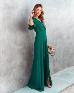Last Forever Flutter Sleeve Maxi Dress - Hunter Green - FINAL SALE -clothes Sales Lastforeverfluttersleevemaxidresshuntergreen49