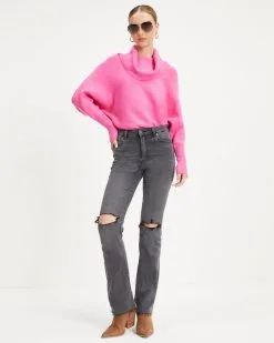 Laurel Knit Turtleneck Sweater - Hot Pink - FINAL SALE -clothes Sales LaurelKnitTurtleneckSweater HotPink 002345copy