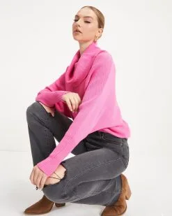 Laurel Knit Turtleneck Sweater - Hot Pink - FINAL SALE -clothes Sales LaurelKnitTurtleneckSweater HotPink 0156copy