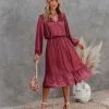 COLL-001 Lena Satin Midi Dress - Marsala - FINAL SALE