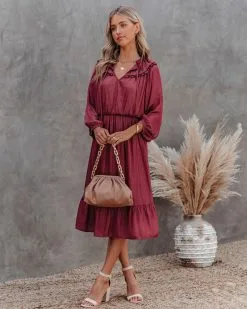 COLL-001 Lena Satin Midi Dress - Marsala - FINAL SALE -clothes Sales Lenasatinmididresschampagne marsala 2